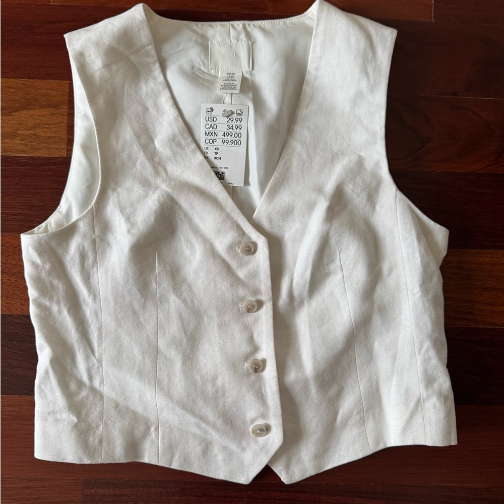 Cream linen vest
